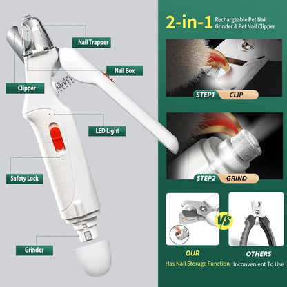 3-in-1 LED Nail Clippers with Grinder for Cats & Dogs