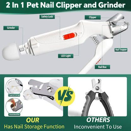 3-in-1 LED Nail Clippers with Grinder for Cats & Dogs
